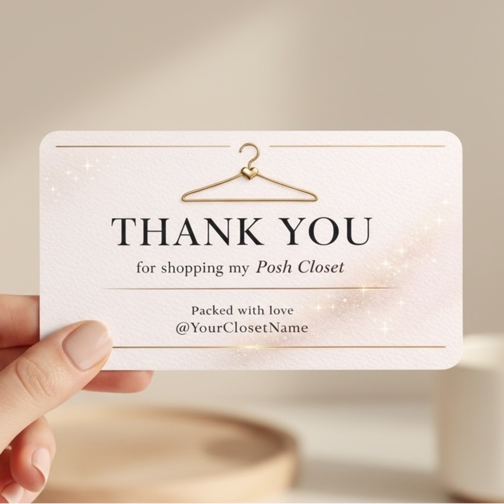Luxury Thank You Cards 50 Pack |Poshmark Seller Inserts |Custom Closet Name Card